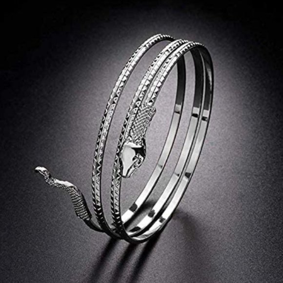 Upper or Lower Silver Serpent Snake Arm Cuff - Picture 3 of 4